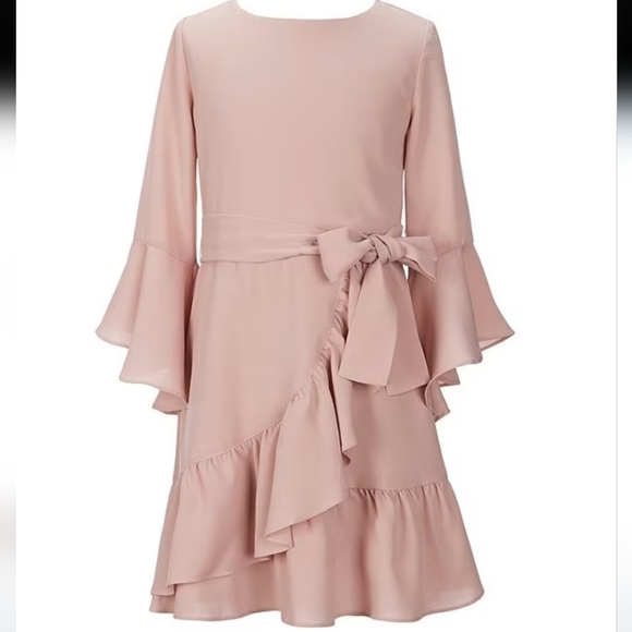 Gianni Bini Ruffle Sleeve Faux Wrap Dress - Picture 1 of 5